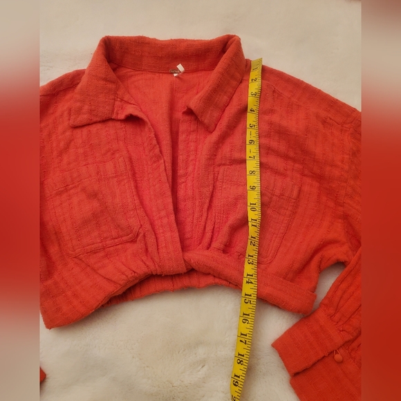 Free People Gauze Shorts And Crop Long Sleeve Top Two-Piece Set Size Small - Picture 9 of 12